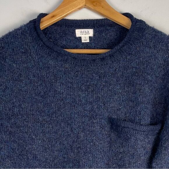 ANA Heathered Blue‎ Boxy Fit Cropped Sweater Size L NEW Crewneck Long Sleeves - Picture 2 of 10